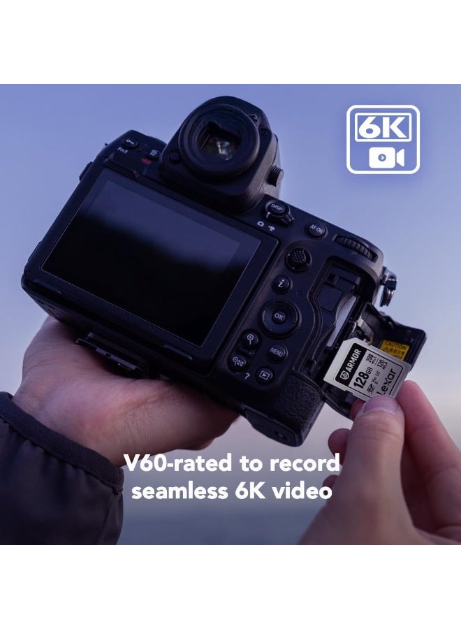 ليكسار ARMOR SD 128GB فضي برو 280MB/s V60 - Image 5