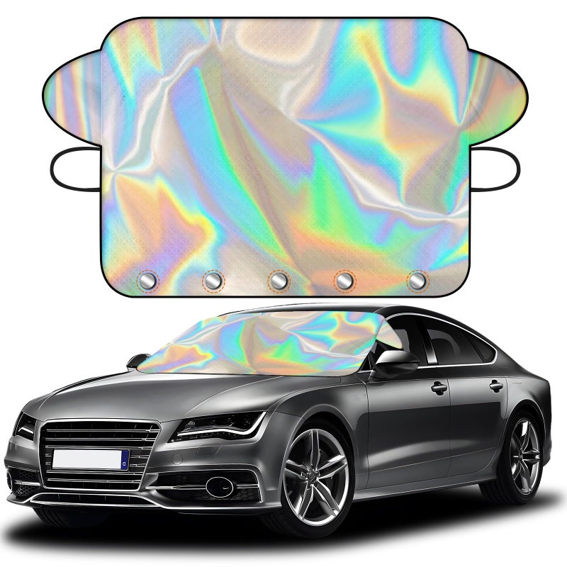 Bestview Car Windshield Snow Ice Cover, Laser Titanium Silver Windshield Snow Ice Cover with Magnetic Edges Used for Snow Protection, Rain and Sun, Fits for Most Cars, SUV(63"x47") - Image 1