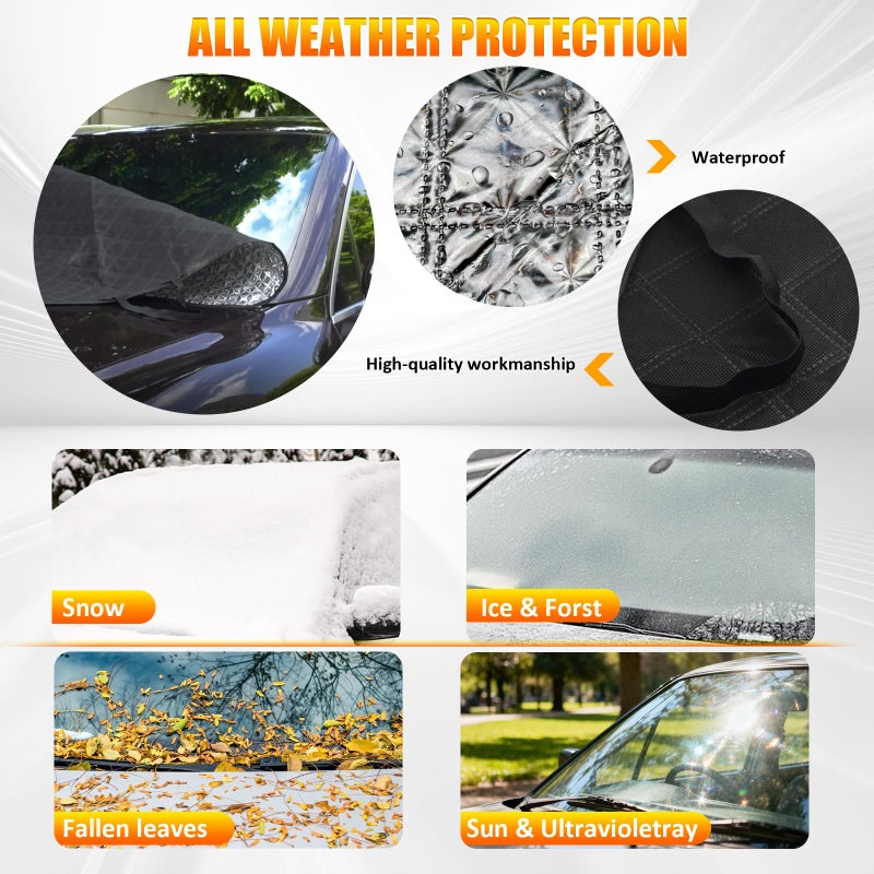 Bestview Car Windshield Snow Ice Cover, Laser Titanium Silver Windshield Snow Ice Cover with Magnetic Edges Used for Snow Protection, Rain and Sun, Fits for Most Cars, SUV(63"x47") - Image 3