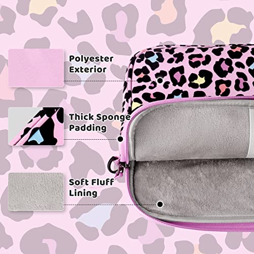 Choco Mocha Kids Tablet Sleeve Bag for Girls, 12.5 Inch Tablet Carrying Case for Fire 7 8 10 HD 8 10, Chromebook, Kindle Kids Edition, iPad, Leopard Pink - Image 4
