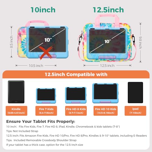 Choco Mocha Kids Tablet Sleeve Bag for Girls, 12.5 Inch Tablet Carrying Case for Fire 7 8 10 HD 8 10, Chromebook, Kindle Kids Edition, iPad, Leopard Pink - Image 2