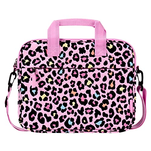 Choco Mocha Kids Tablet Sleeve Bag for Girls, 12.5 Inch Tablet Carrying Case for Fire 7 8 10 HD 8 10, Chromebook, Kindle Kids Edition, iPad, Leopard Pink - Image 1