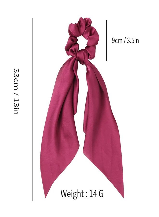 DORMITORRY Long Tail Elastic Ribbon Hair Bow, Chiffon Floral Scarf Scrunchie for Women & Girls, Ponytail Scarf Hair Accessory, Ponytail Holder Hair Accessories, Women's Hair Band, 3 Pc - Multicolor - Image 3