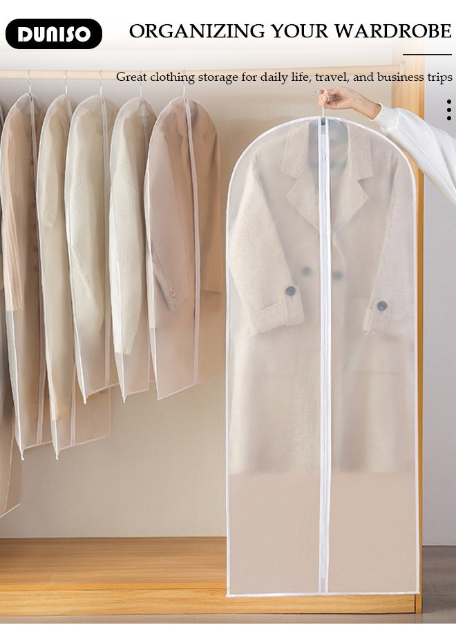 DUNISO 10 Pack Clear Garment Bags for Hanging Clothes with Full Zipper, Dust Proof Hanging Clothes Storage Bag Travel Hanging Garment Bags for Closet Storage, Suit Bags for Closet Storage and Travel 60*140cm  - Image 3