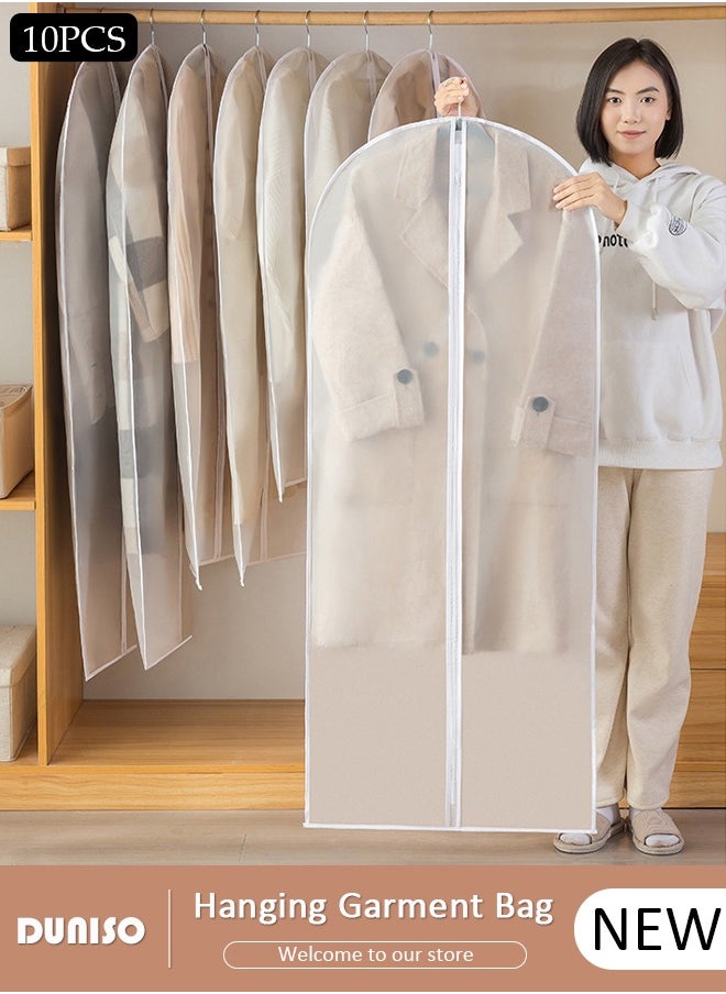 DUNISO 10 Pack Clear Garment Bags for Hanging Clothes with Full Zipper, Dust Proof Hanging Clothes Storage Bag Travel Hanging Garment Bags for Closet Storage, Suit Bags for Closet Storage and Travel 60*140cm  - Image 1