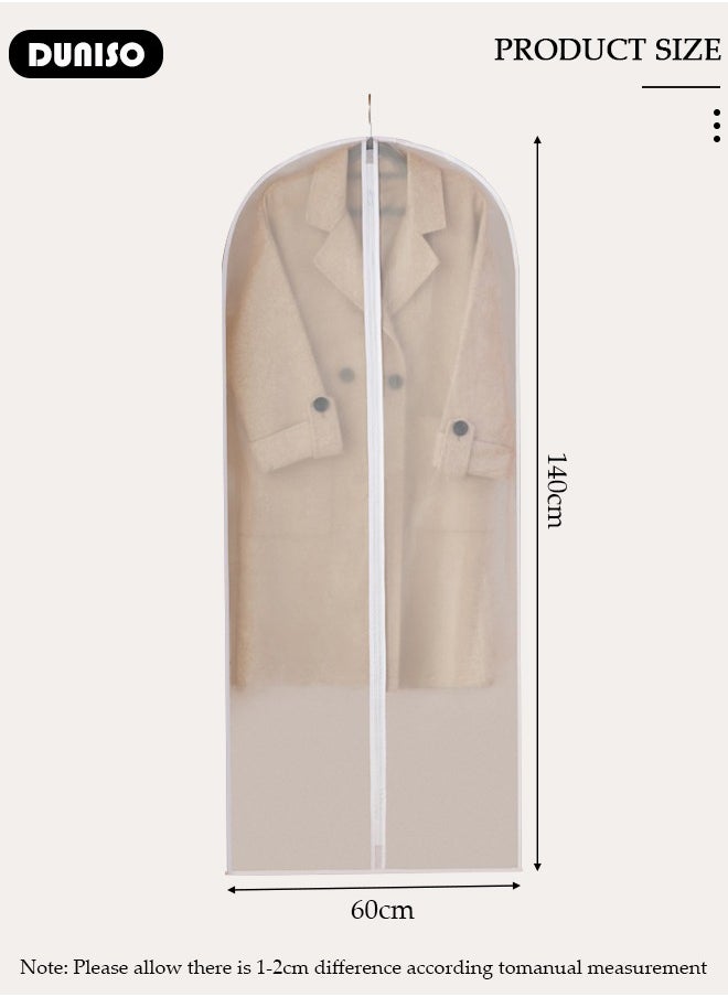 DUNISO 10 Pack Clear Garment Bags for Hanging Clothes with Full Zipper, Dust Proof Hanging Clothes Storage Bag Travel Hanging Garment Bags for Closet Storage, Suit Bags for Closet Storage and Travel 60*140cm  - Image 4
