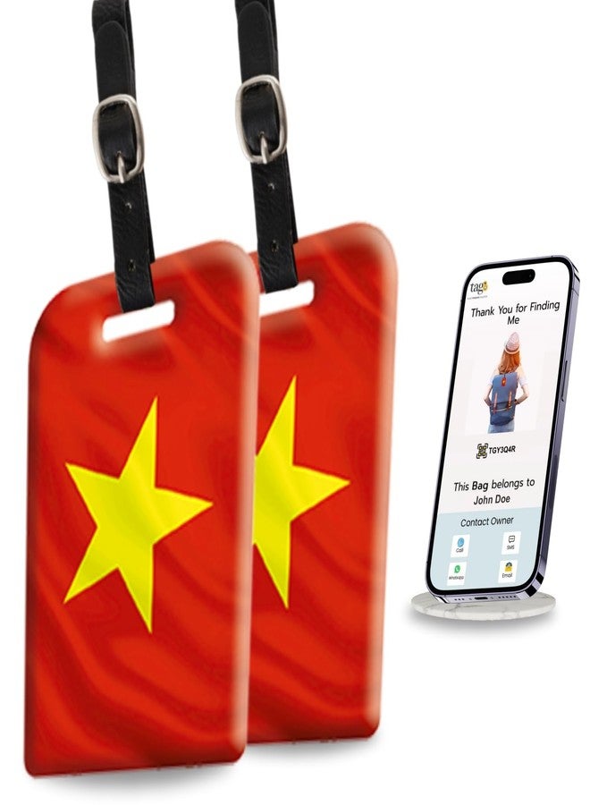 tag8 [Pack 2] tag8 Vietnam Flag Smart Luggage tag |Trendy Luggage tag ID Identification | Suitcase Tag | Fashionable Digital Name tag | Airline Compliant, SITA World Tracer Code Enabled | Gift idea - Image 1