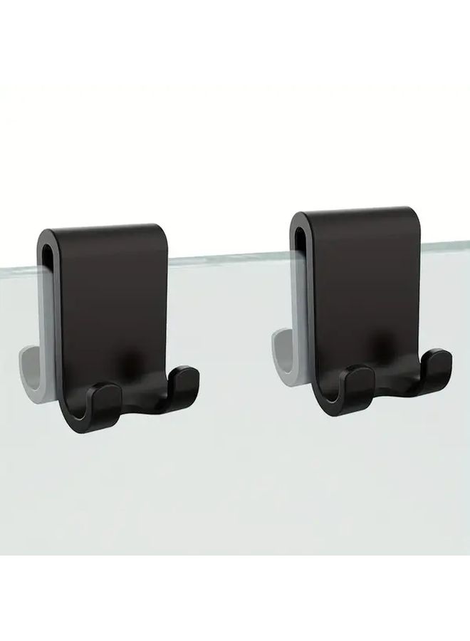 No Drill Heavy Duty Shower Door Hooks Black For Towels And Bathroom Storage - Image 1