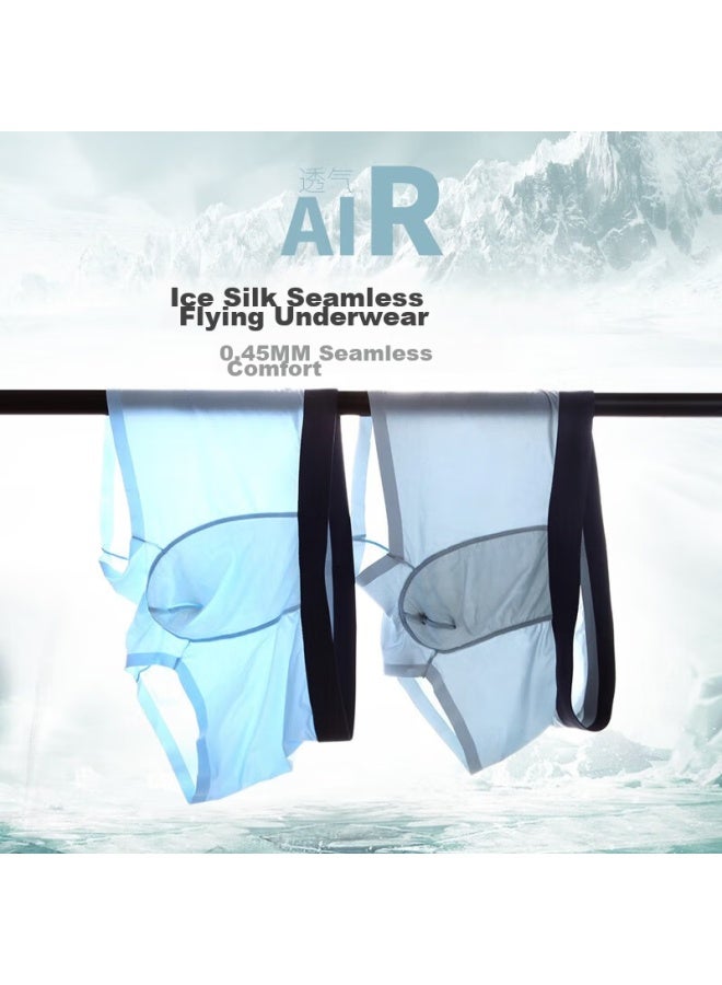 LANG SHA Langsha Ice Silk Underwear For Men, Ultra-thin Breathable Boxer Briefs, 3-pack Quick-dry Cool-feeling Bare-feel Four-corner Men's Underwear  - Image 3