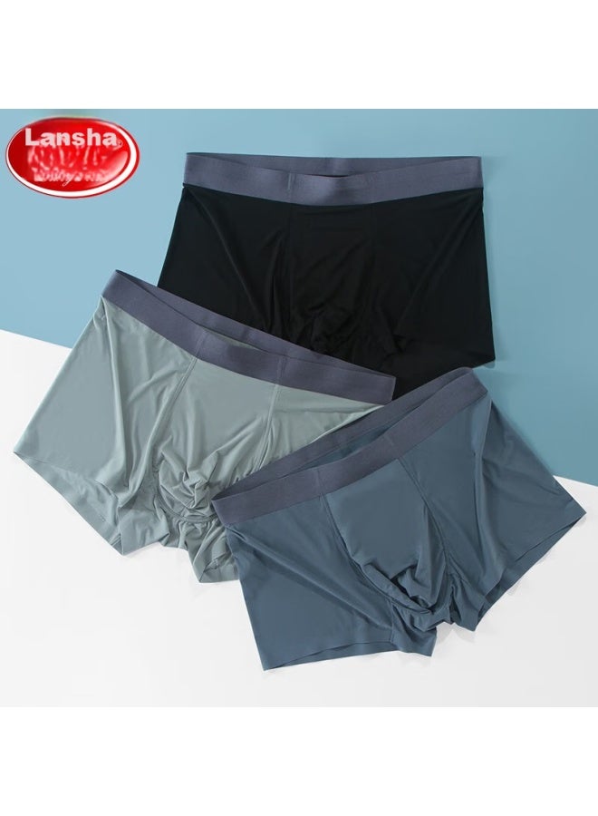 LANG SHA Langsha Ice Silk Underwear For Men, Ultra-thin Breathable Boxer Briefs, 3-pack Quick-dry Cool-feeling Bare-feel Four-corner Men's Underwear  - Image 2