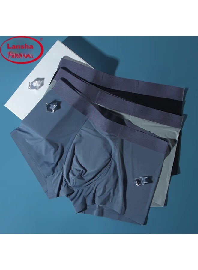 LANG SHA Langsha Ice Silk Underwear For Men, Ultra-thin Breathable Boxer Briefs, 3-pack Quick-dry Cool-feeling Bare-feel Four-corner Men's Underwear  - Image 1