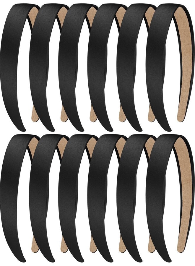 أماريفير مجموعة أماريفير من 12 قطعة من عصابات الرأس الساتان للنساء، مقاس 1.2 بوصة، باللون الأسود، مثالية للأعمال اليدوية، وصنع عصابات شعر سادة، وإكسسوارات شعر أنيقة للنساء والفتيات. - Image 1