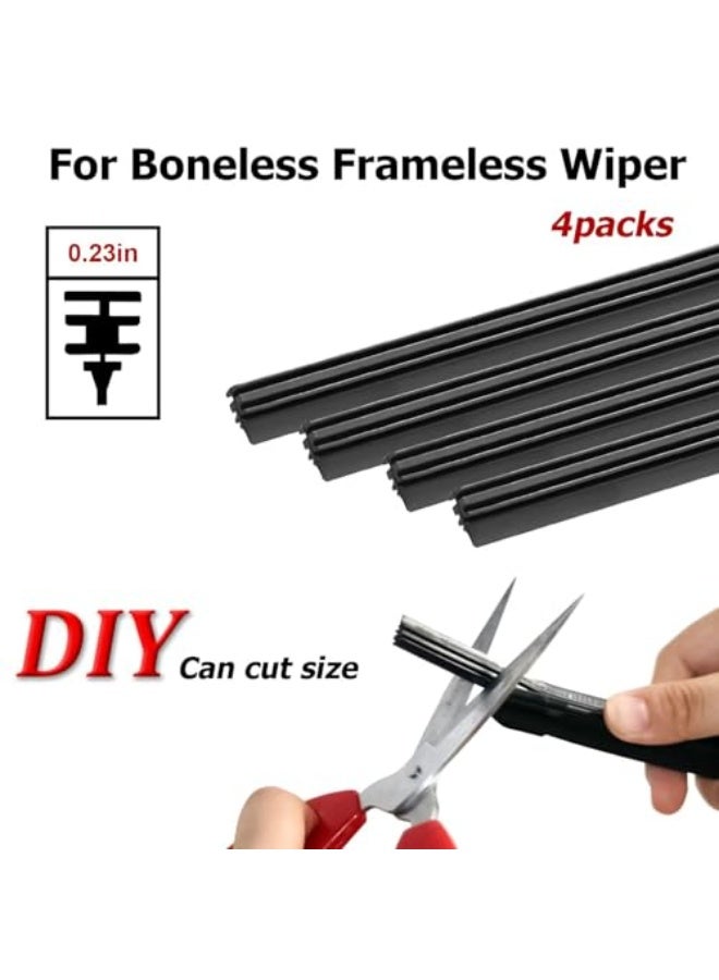 Self-made adjustable silicone car wiper blades, 4 pieces for cleaning the front and rear windows of the car, frameless and replaceable for old rubber wiper parts, suitable for most cars, buses, and trucks. - Image 4