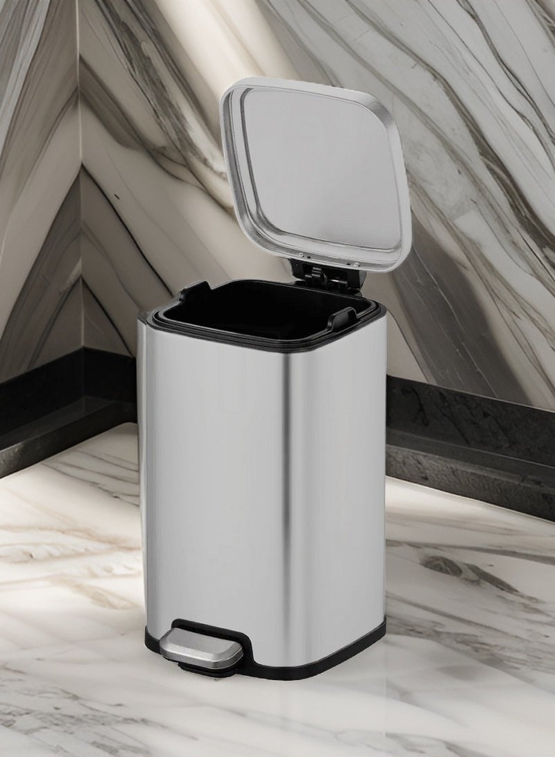 EKO STELLA SERIES | Brushed Stainless Steel Finish | Soft-Closing | Fingerprint-Resistant | Premium Pedal Trash Bin | Multiple Sizes ( 6 - 12 L) To Suit Different Places | 6 Liters | Matte Grey  - Image 2