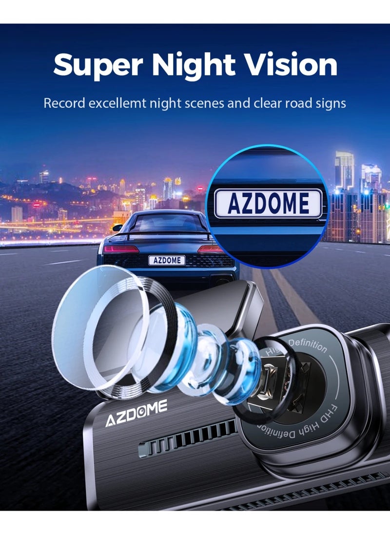 AZDOME Mini Dash Cam WiFi Dashcam, 1080P Front Dash Camera for Cars, Hidden Car Camera with 24H Parking Mode G-Sensor Night Vision, AZDOME APP, Loop Recording, Support 128GB Max, Easy to Install  - Image 5