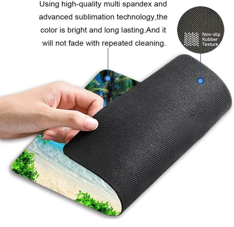 Solekla Beach Mouse Pad, Tropical Palm Trees and Cool Seawater Island Landscape Rectangular Mouse Pad, Non-Slip Rubber MousePads for Office Home Laptop, 9.5"x7.9"x0.12" Inch - Image 2