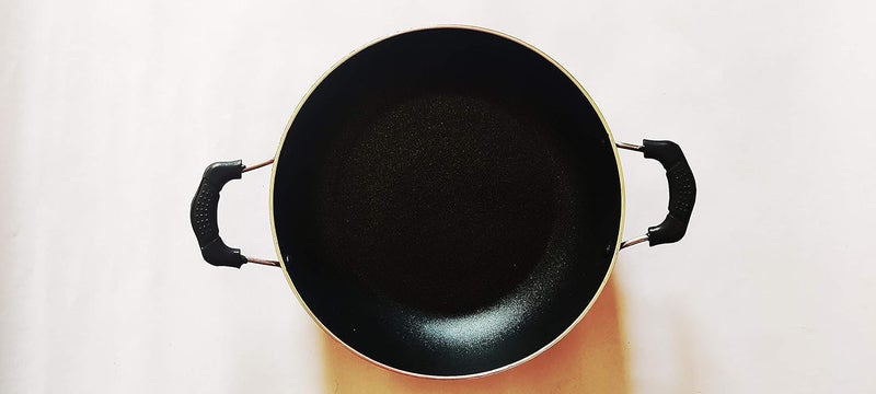 NIRLON Deep Pot with Lid Classic Range Non-Stick Cookware Curry Pan Size Medium, Red & Black (Aluminium)