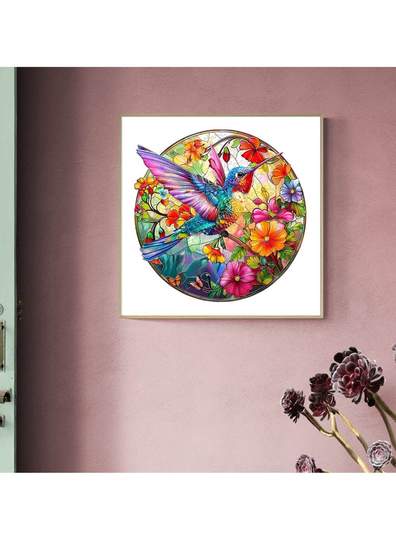 جالادون 200 قطعة من أحجيات الصور المقطوعة للكبار والصغار والمراهقين، أحجيات خشبية، ألعاب تعليمية لتخفيف التوتر، هدايا رمضانية فريدة من نوعها، ديكورات منزلية على الطراز الطبيعي، نمط طائر الطنان في الزهور - Image 2