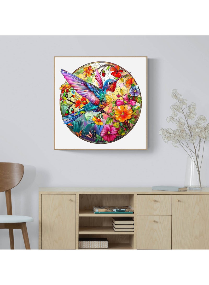 جالادون 200 قطعة من أحجيات الصور المقطوعة للكبار والصغار والمراهقين، أحجيات خشبية، ألعاب تعليمية لتخفيف التوتر، هدايا رمضانية فريدة من نوعها، ديكورات منزلية على الطراز الطبيعي، نمط طائر الطنان في الزهور - Image 4