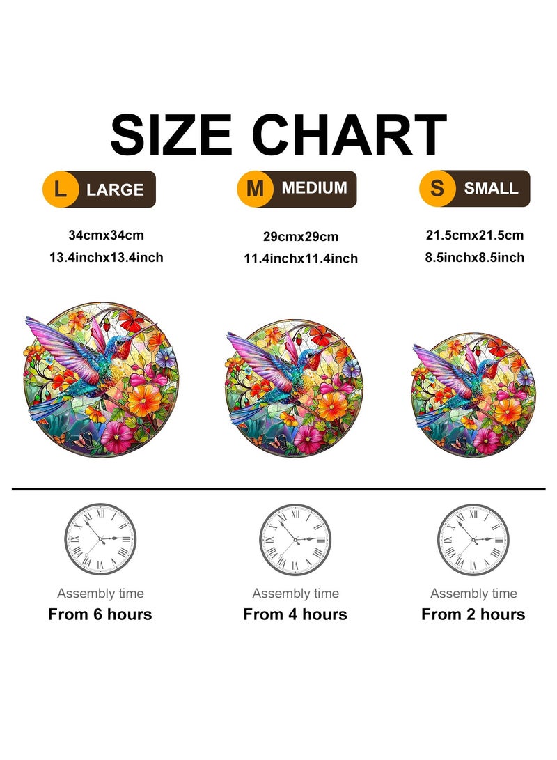 جالادون 200 قطعة من أحجيات الصور المقطوعة للكبار والصغار والمراهقين، أحجيات خشبية، ألعاب تعليمية لتخفيف التوتر، هدايا رمضانية فريدة من نوعها، ديكورات منزلية على الطراز الطبيعي، نمط طائر الطنان في الزهور - Image 3