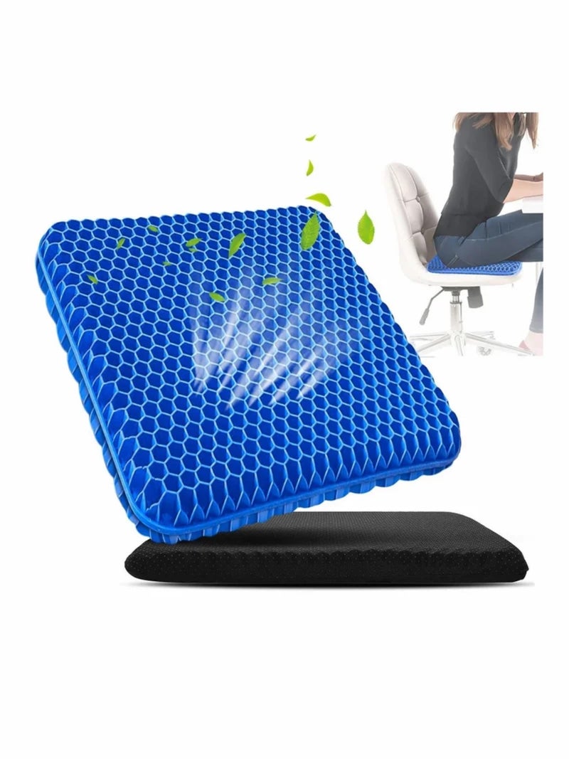 Gel Seat Cushion, Cushion for Long Sitting with Non-Slip Cover (Blue)  - Image 1