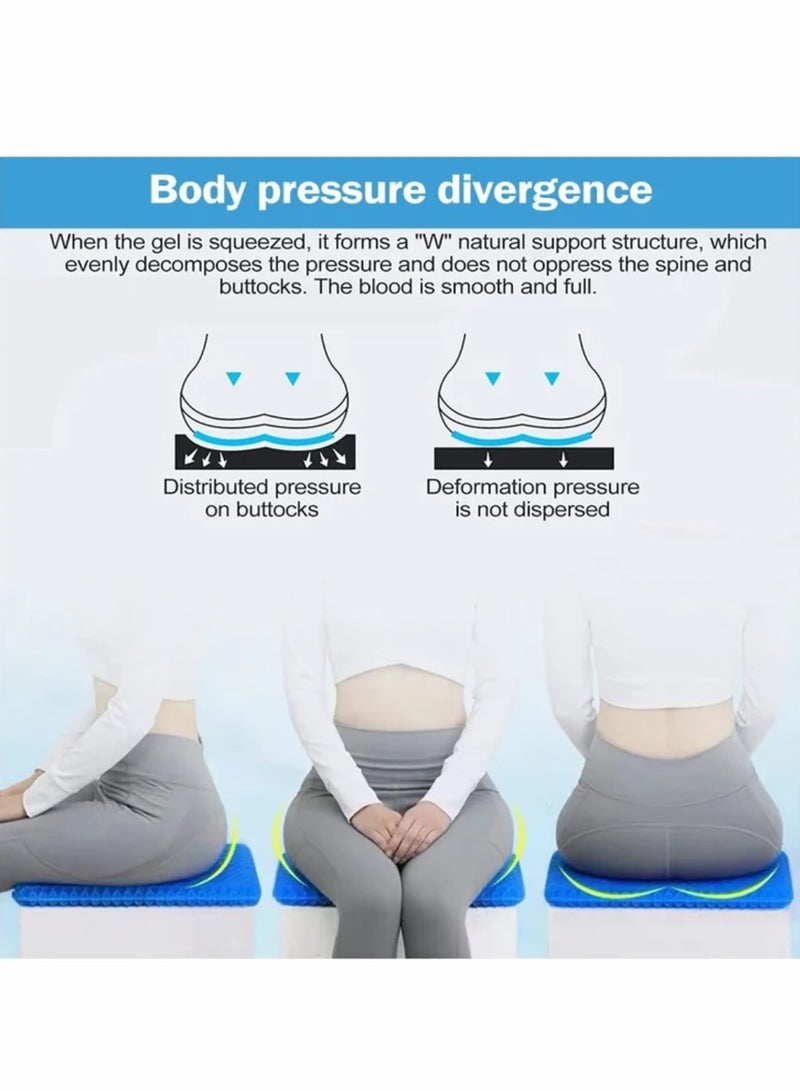 Gel Seat Cushion, Cushion for Long Sitting with Non-Slip Cover (Blue)  - Image 3