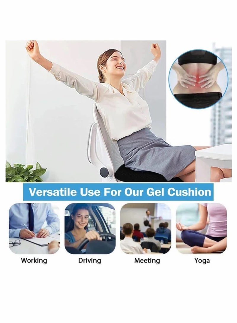 Gel Seat Cushion, Cushion for Long Sitting with Non-Slip Cover (Blue)  - Image 2