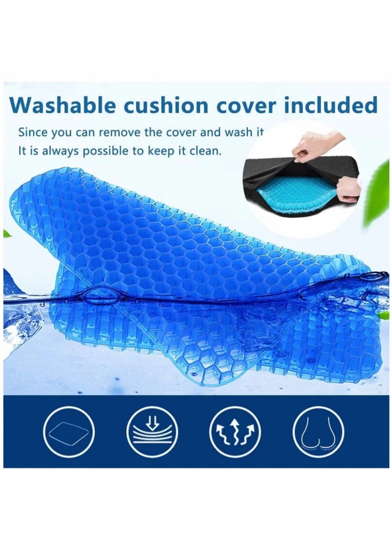Gel Seat Cushion, Cushion for Long Sitting with Non-Slip Cover (Blue)  - Image 5