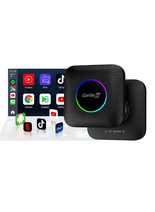 Carlinkit - 2024 Ai Box LED, Android 13, Qualcomm 6225, 4GB+64GB, Wireless CarPlay Android Auto 3-in-1 Dongle comes with Google Play Store, Streaming Video, Only for the Vehicle with Wired CarPlay - Image 1