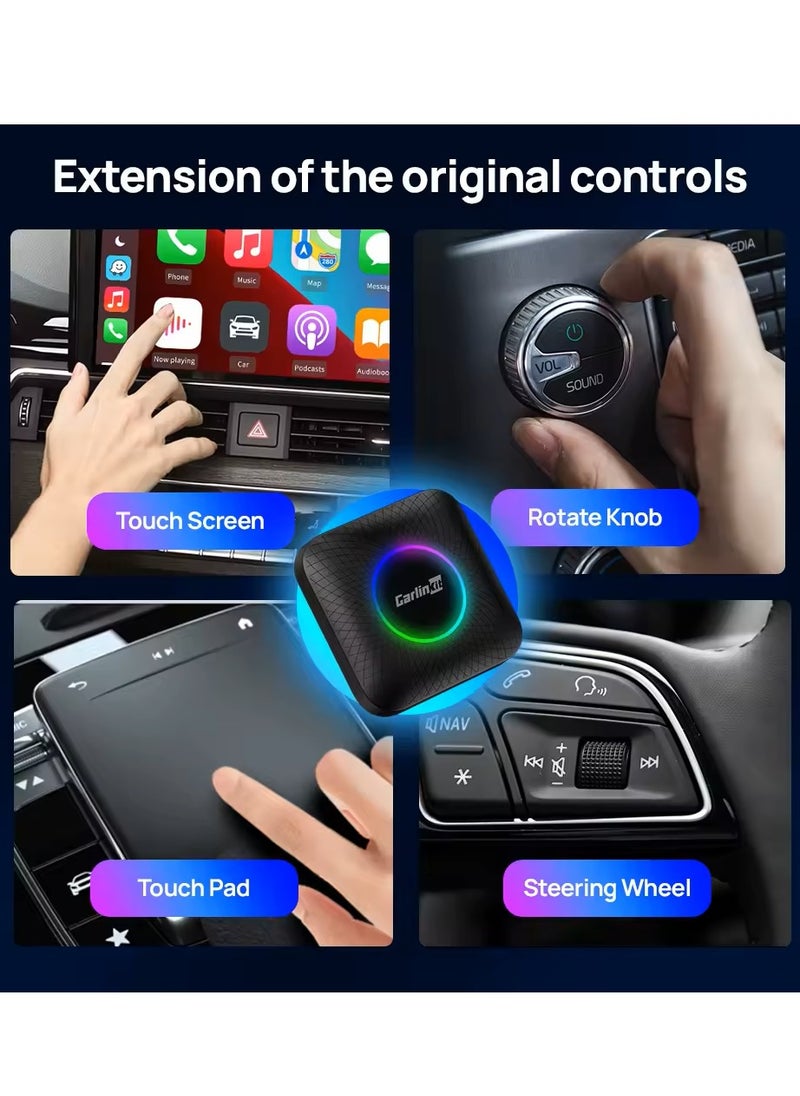 Carlinkit - 2024 Ai Box LED, Android 13, Qualcomm 6225, 4GB+64GB, Wireless CarPlay Android Auto 3-in-1 Dongle comes with Google Play Store, Streaming Video, Only for the Vehicle with Wired CarPlay - Image 1