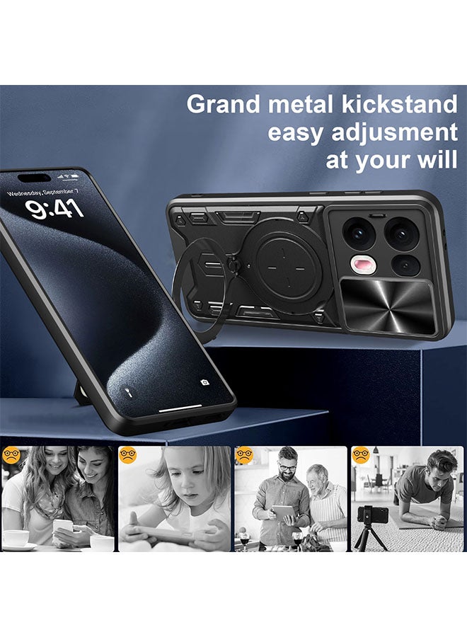 Case for OPPO Reno 13 Pro with Sliding Camera Cover, Kickstand, PC+TPU Dual-Layer,Red - Image 4