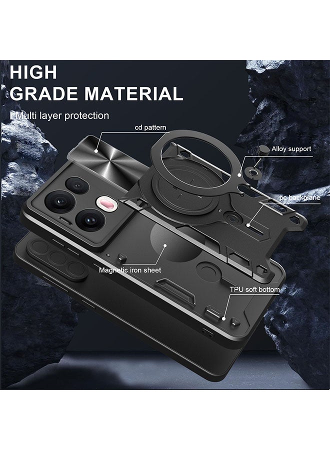 Case for OPPO Reno 13 Pro with Sliding Camera Cover, Kickstand, PC+TPU Dual-Layer,Red - Image 5