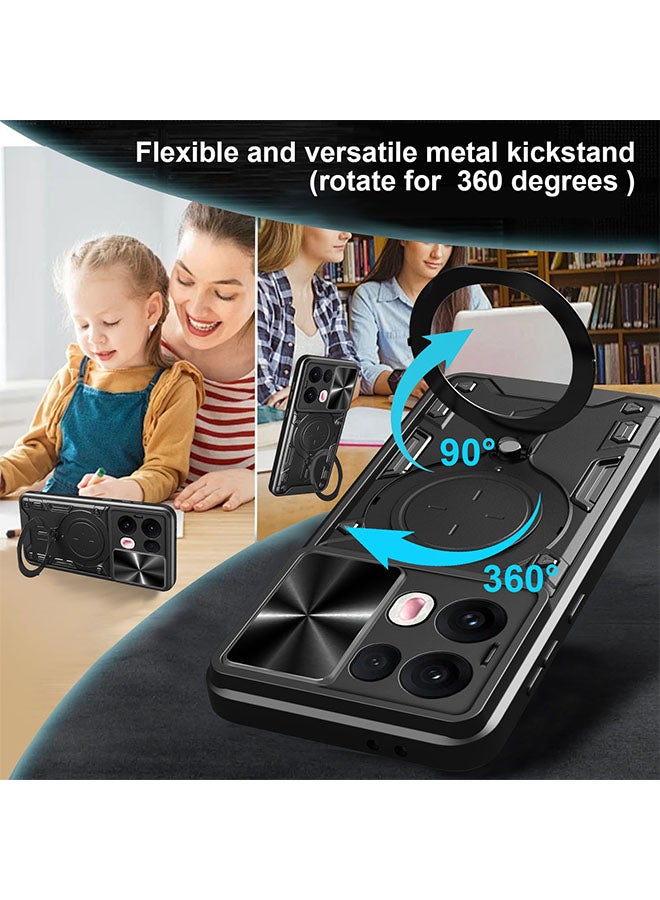 Case for OPPO Reno 13 Pro with Sliding Camera Cover, Kickstand, PC+TPU Dual-Layer,Red - Image 3