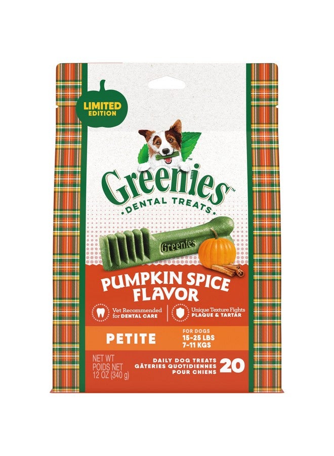 Greenies Pumpkin Spice Flavor Petite Size, Veterinarian-Recommended for Dental Care, Dog Treat Chews, Limited Edition, 12 oz., Pouch (20 Treats) - Image 1