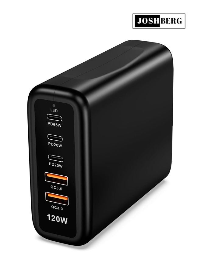 Joshberg 120w USB C Charging Station,Fast Wall Charger,Charging Power Hub for Multiple Device Desktop Charge Block 3 USB C 2 USB A 120W Pd Rapid Strip Adapter Compatible for iPhone iPad Galaxy Smart Cell Phone - Image 1