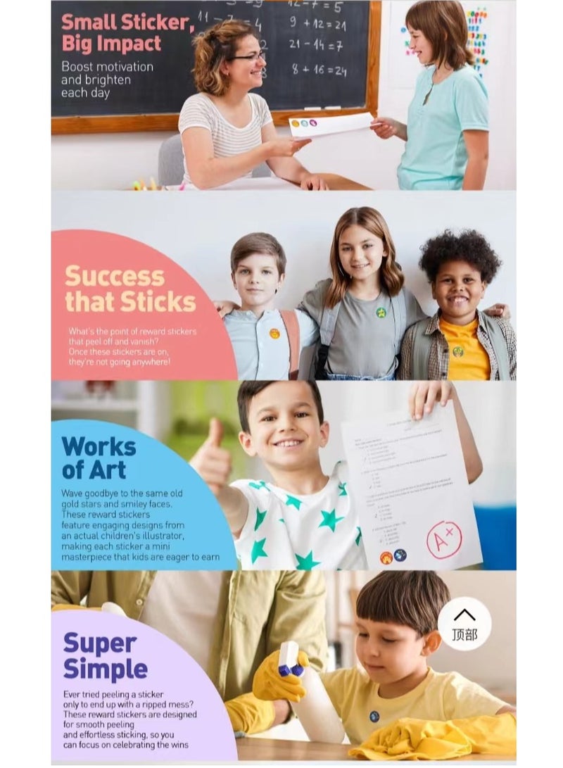Reward Stickers for Kids by Sweetzer & Orange - 630 Stickers, 8 Assorted Designs, 1 Inch School Stickers - Teacher Supplies for Classroom, Potty Training Stickers and Motivational Stickers - Image 3