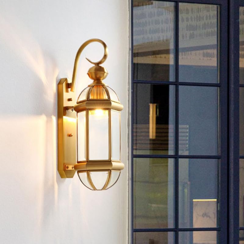 CITRA CITRA Outdoor Wall Light Fixture Brass Gold Exterior Waterproof Light Mount With Glass Shade - Warm White  - Image 1