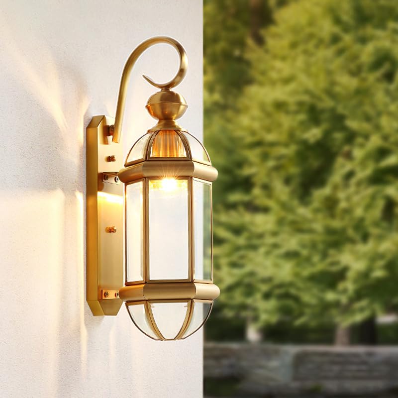 CITRA CITRA Outdoor Wall Light Fixture Brass Gold Exterior Waterproof Light Mount With Glass Shade - Warm White  - Image 2