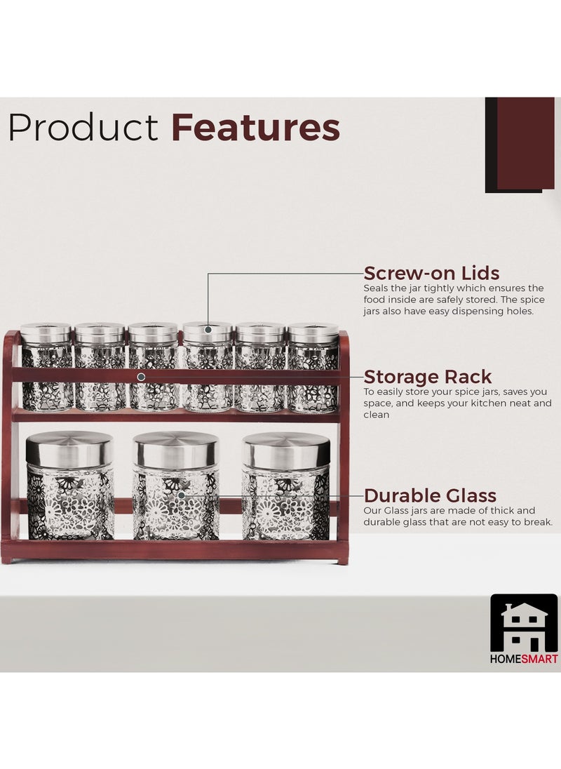 Home Smart Home Smart Premium Quality Glass Spice Rack Kitchen Organizer For Spice with Airtight Metal Lid For Kitchen Rack Premium Gift  - Image 2