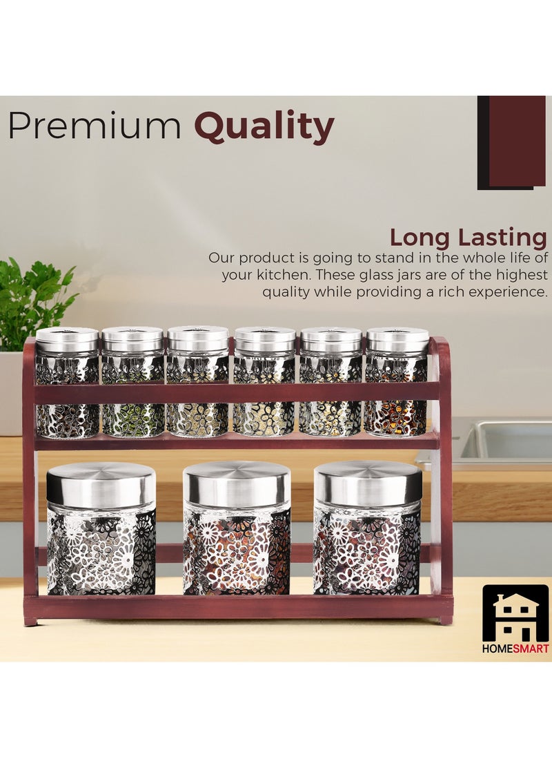 Home Smart Home Smart Premium Quality Glass Spice Rack Kitchen Organizer For Spice with Airtight Metal Lid For Kitchen Rack Premium Gift  - Image 3