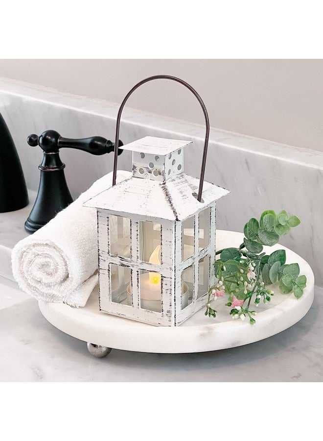 Kate Aspen Rustic Farmhouse White Candle Holder, Wedding, Centerpiece Table, Home, Shelf, 5 inch Decorative Lantern - Image 1