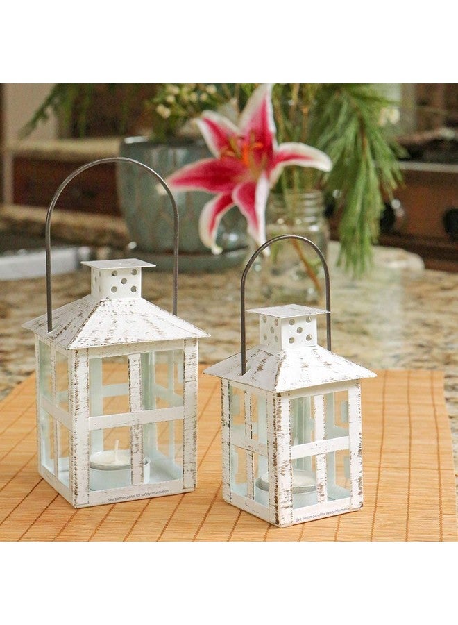 Kate Aspen Rustic Farmhouse White Candle Holder, Wedding, Centerpiece Table, Home, Shelf, 5 inch Decorative Lantern - Image 3