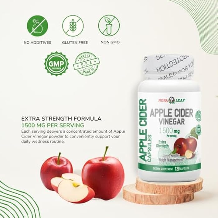Nopalina NOPA Leaf Apple Cider Vinegar Capsules – 1500 mg per Serving – 120 Capsules – Dietary Supplement, Non-GMO - Image 5