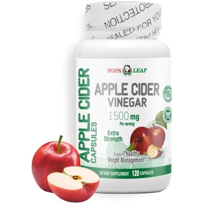 Nopalina NOPA Leaf Apple Cider Vinegar Capsules – 1500 mg per Serving – 120 Capsules – Dietary Supplement, Non-GMO - Image 1
