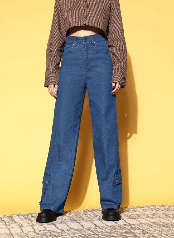 ساسافراس High-Rise Straight Fit Blue Jeans for Women