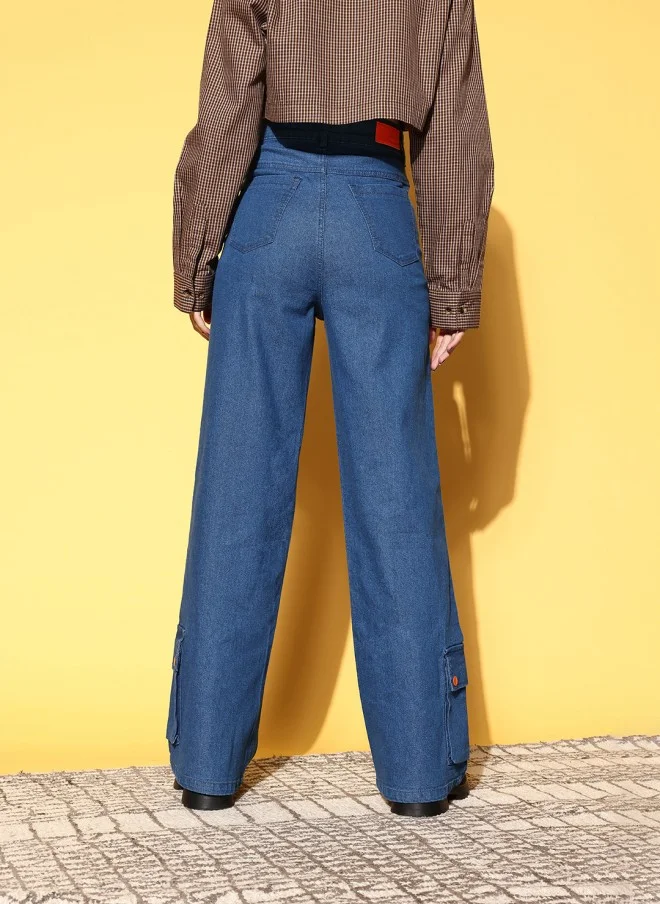 ساسافراس High-Rise Straight Fit Blue Jeans for Women