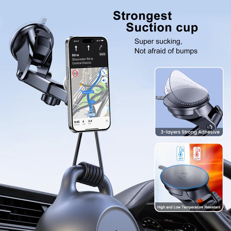 JCTRIWAY Car Mount for Pop Socket, Dashboard Windshield Car Phone Holder Compatible with Popsocket, Powerful Suction Cup Car Phone Mount Fits All Smartphones with Pop Grip - Image 4