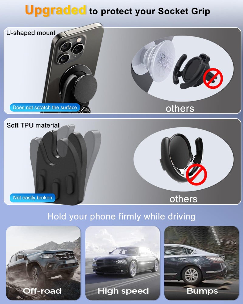 JCTRIWAY Car Mount for Pop Socket, Dashboard Windshield Car Phone Holder Compatible with Popsocket, Powerful Suction Cup Car Phone Mount Fits All Smartphones with Pop Grip - Image 5