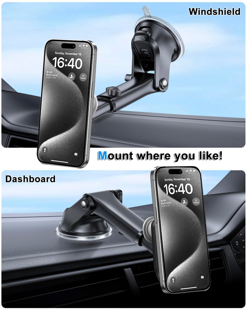 JCTRIWAY Car Mount for Pop Socket, Dashboard Windshield Car Phone Holder Compatible with Popsocket, Powerful Suction Cup Car Phone Mount Fits All Smartphones with Pop Grip - Image 3