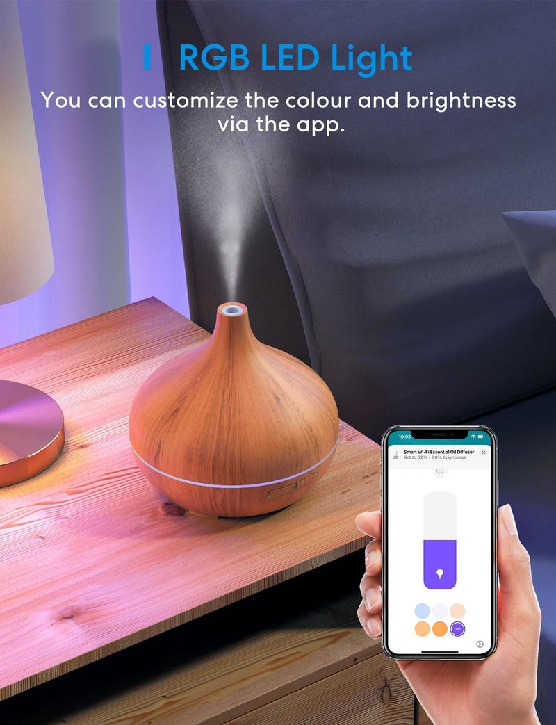 meross Smart Aroma Essential Oil Diffuser, Light Brown, MOD150 - Image 4